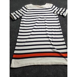 Joe Fresh Womens XL Striped Nautical Shift Dress Navy White Orange Boat Neck